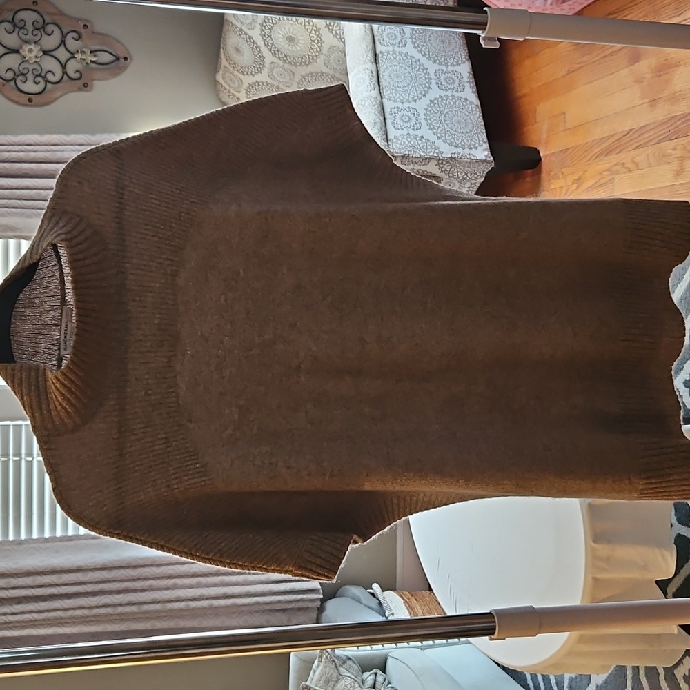 Isaac Mizrahi Women's Cashmere Tunic Sweater in Heather Brown Size XS/S